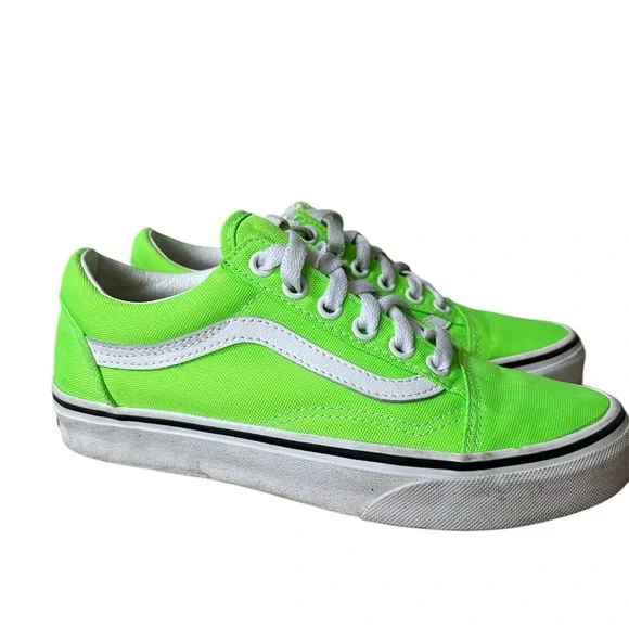 Vans neon green tie shoes on men’s 4/women’s 5.5 like new condition - Picture 4 of 9
